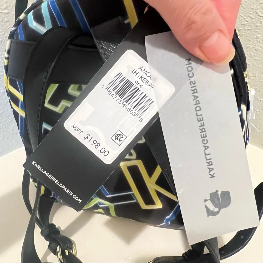 Karl Lagerfeld Paris Amour Neon Letters Black Mini Backpack OS NWT